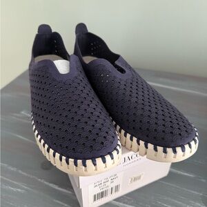 ILSE JACOBSON navy Perforated Slip-On Shoes